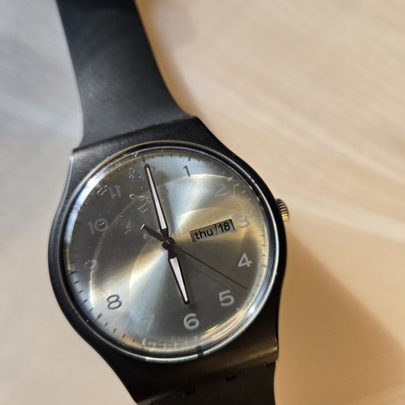 Swatch Watch, Black and Silver Watch - Picture 1 of 5